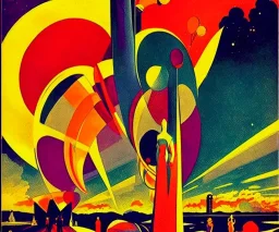 Vía Lactea. Art by "Guillermo Pérez Villalta". Vivid colors contrasts in an impressive way. End of the roaring twenties of the twentieth century.