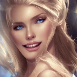 belle femme blonde souriante aux yeux bleus