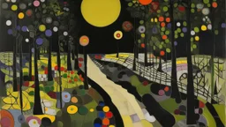 A black path filled with shadows painted by Wassily Kandinsky