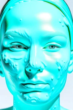 White rubber female face with rubber effect in all face with cyan sponge rubber effect