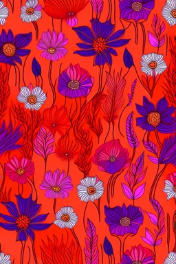 seamless repeat. african flowers, orange, purple, magenta