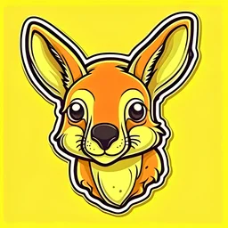 Sticker of kangaroo , Super Cute, Illustration Style, 4K, front face,