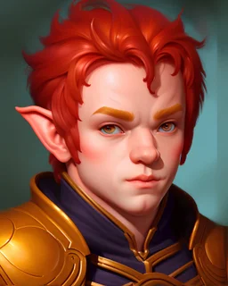 a portrait of a fantasy male halfling rouge, painted by Mike Saas