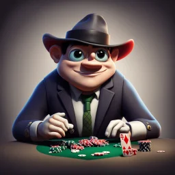 poker player, stylized, pixar