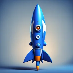 blue rocket cartoon stylized 3d