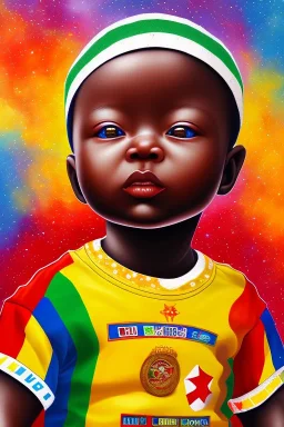 african baby in space, ghana colours, high detail