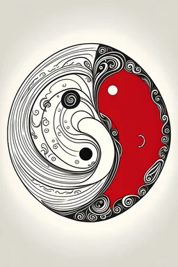 yin and yang symbol but make yin the color red instead of white