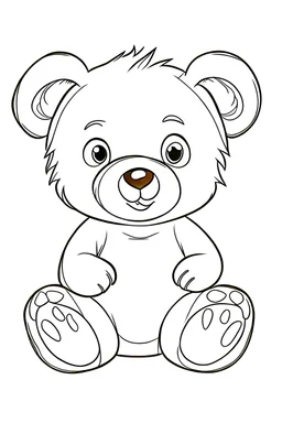 outline art for cute baby bear coloring page for kids, white background, sketch style, full body, only use outline, cartoon style, clean line art, no shadows, clear and well outlined