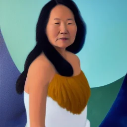 Full body portrait, painting, medium shot lady style of Inuit art