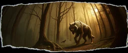 3d airbrush render,i was cooking garlic and went out to eat and something hit me hard and i wake up puked and wrestled a vampire werewolf and ran to the forest to sleep , pinhole cam, airbrush 3d rendering, in the style of Titian and Dali , torn edges on border