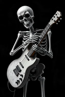 SKELETON EMBRACING HUGGING, Holding A GUITAR affection caress