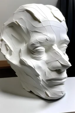 Meshes head base in relief on a white latex sheet