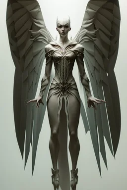 a digital concept from Flatland: The Film (2007) and Georg von Rosen, clear portrait of a Hooded Angel of Forbidden Knowldge with wings made of parchment and paper, wielding a spear and the eye of Odin, angelic style, hyper detail, character concept, full body!! dynamic pose, glowing lights!! intricate, elegant, artstation, concept art, smooth, sharp focus, inllustration