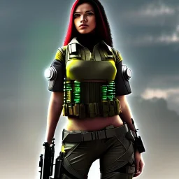 A cyberpunk millitary girl, super high quality, girl portrait, cyberpunk futuristic, sniper girl