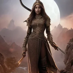 fantasy setting, insanely detailed, dark-skinned woman, indian, warrior