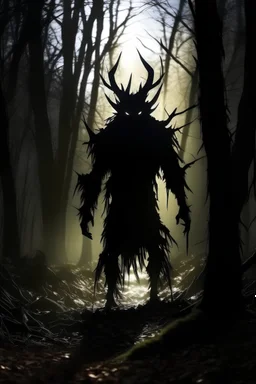 abstract shadow demon in forest