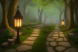 wooded stone lantern path