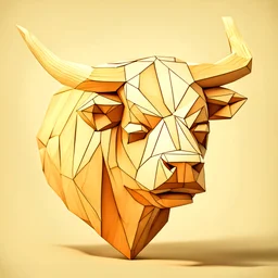 low polygon bull made out of wood