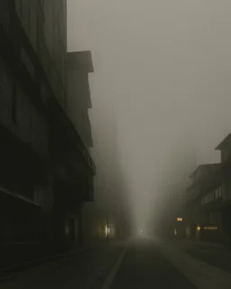 Dark street life creepy fog colours strong texture nightmare 8k artistic Photography volumetric light, Yves Tanguy Max Ernst Gustav Klimt chaos fool