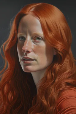 Mulher Retrato detalhado e realista, longo cabelos ruivos