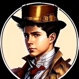 Ilustración de hombre jóven Steampunk con traje estilo cómic