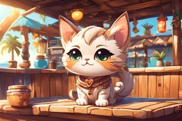 cute chibi cat in the tiki bar in sunshine