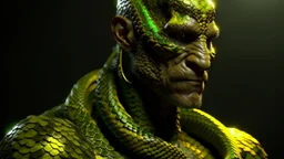 Snake man, green-yellow shades, high detail, high resolution, 8K