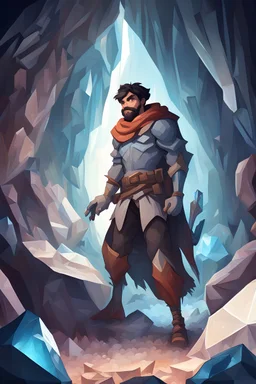 hero in a Cave of the Crystals stylized Ricardo Ow
