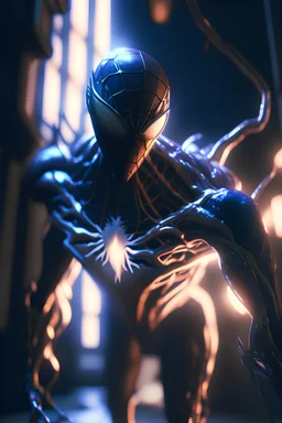 alien Spider-Man , unreal engine 5, concept art, art station, god lights, ray tracing, RTX, lumen lighting, ultra detail, volumetric lighting, 3d