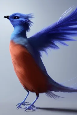 oiseau magique bleu avec de longues plumes phosphorescentes