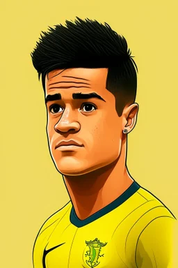 Philippe Coutinho Brazilian football player ,cartoon 2d