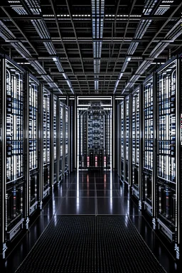 Hyper realistic image of an evil supercomputer like skynet