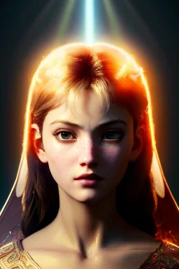 Angelic character, halo, luminous, waist up portrait, intricate, oil on canvas, masterpiece, expert, insanely detailed, 4k resolution, retroanime style, cute big circular reflective eyes, cinematic smooth, intricate detail , soft smooth lighting, soft pastel colors, painted Renaissance style