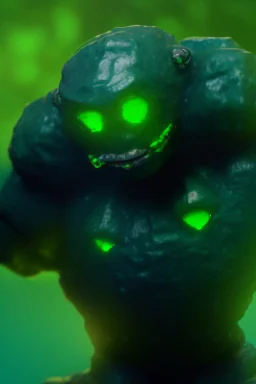 mutated green stone golem with a red tumor