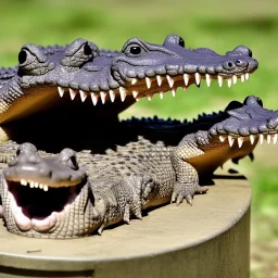 2 happy cute baby crocodile