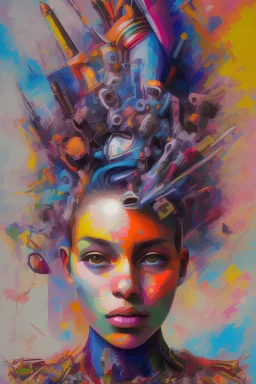 A bold, graffiti-style portrait of an individual surrounded by expressive, street art-inspired elements, including vibrant colors, dynamic brushstrokes, and urban motifs, encapsulating the subject's unique personality and connection to their city's cultural scene.
