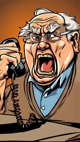 angry fat jibbering old fool yells on the phone