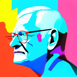 create a profile photo in David Hockney style; show AI and digital health information; modern, simple and high resolution
