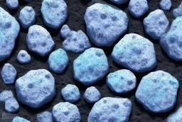 Blue raindrops on a white rock, lava, close up view, photo quality, stone marble, ultra realistic