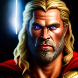 ultra detailed fullbody portrait of Thor , extremely detailed digital painting, intrincate, extremely detailed face,crystal clear Big Glowing eyes, mystical colors , perfectly centered image, perfect composition, rim light, beautiful lighting, 8k, stunning scene, raytracing, in the style of robert e howard and pablo oliveira and Ken Kelley