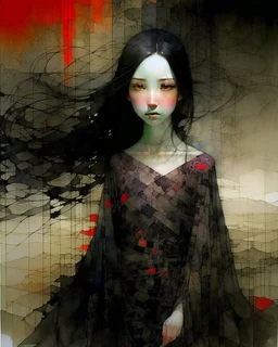 Artists Richard Burlet and Tran Nguyen…the girl from nowhere…otherworldly ethereal beauty… Shadow-Soul Black…Wanderer Ink…Dusk-Drifter Grey…Solitary Figure Umber… Modifiers: Zdzisław Beksiński Picasso naive art Henri Matisse Alex Grey Andy Warhol Paul Klee Wassily Kandinsky Otto Dix Paul Cezanne Ernst Ludwig Kirchner Tim Burton graffiti Johannes Vermeer Francis Bacon Max Ernst Pino Daeni Jasper Johns Egon Schiele Mondrian Georgia O'Keeffe M.C. Escher Yuko Shimizu Joan Miró Louis Wain Victo Ngai