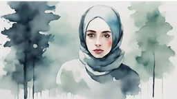 Water color Painting. Minimal. hijab. Iran. new yorker design.