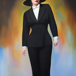 Full body portrait, painting, medium shot lady pachuco