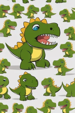 MINI BABY DINOSAUR, TYRANOSAUR, GREEN, BLUE EYES, TELLOW TEETH, SHARMY