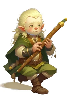 very young blonde bard mountain dwarf with magical flute dnd