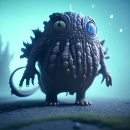 Cute fluid ink creature, big black eyes, unreal engine 5, 8k resolution, photorealistic, ultra detailed