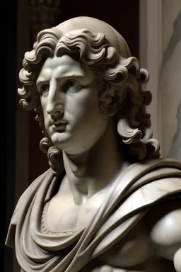 Statue or portrait of young Alexander the Great.