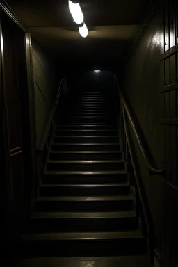 The dark passage, gradually decreasing as the stairs descend