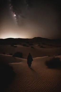 Photography Mistery of Ghost,Walking alonely on desert dark night