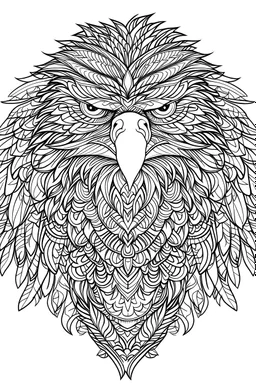 outline art for eagle, white backround, sketch style,only use outline, mandala style,clean line art, mandala backround, no shadows and clear and well outlined